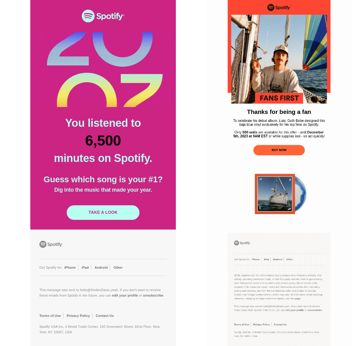 Spotify's wrap up email campaign